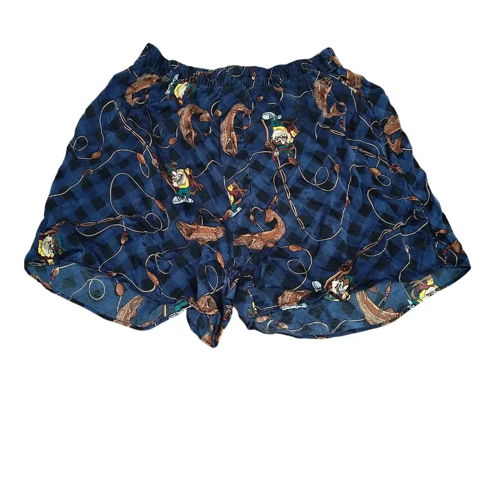 Vintage 90s Looney Tunes Silk Boxer Shorts Large Mens Taz Tasmanian Devil